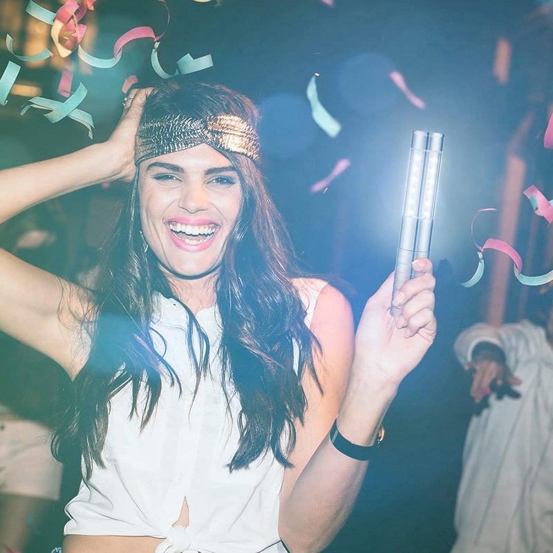 Civaner 2 Pcs LED Bottle Service Lights Strobe Bottle Girl Lights Baton Reusable Rechargeable Service LED Champagne for Bar Club Birthday Weddings Parties(Silver, White Light) - Image 5